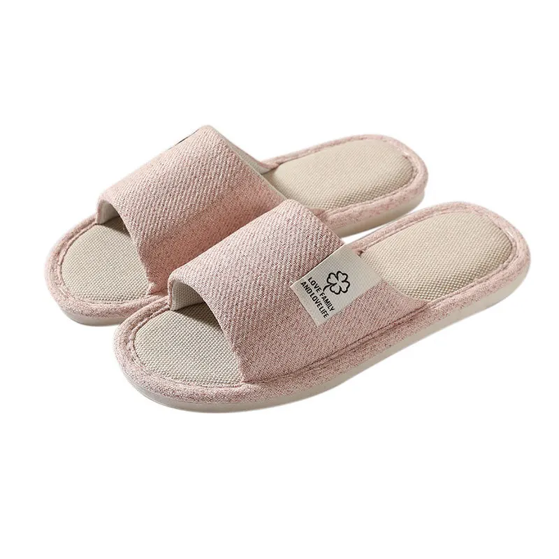 2024 New Design Wholesale selling linen slippers home indoor unisex household customized LOGO non-slip cotton linen slippers