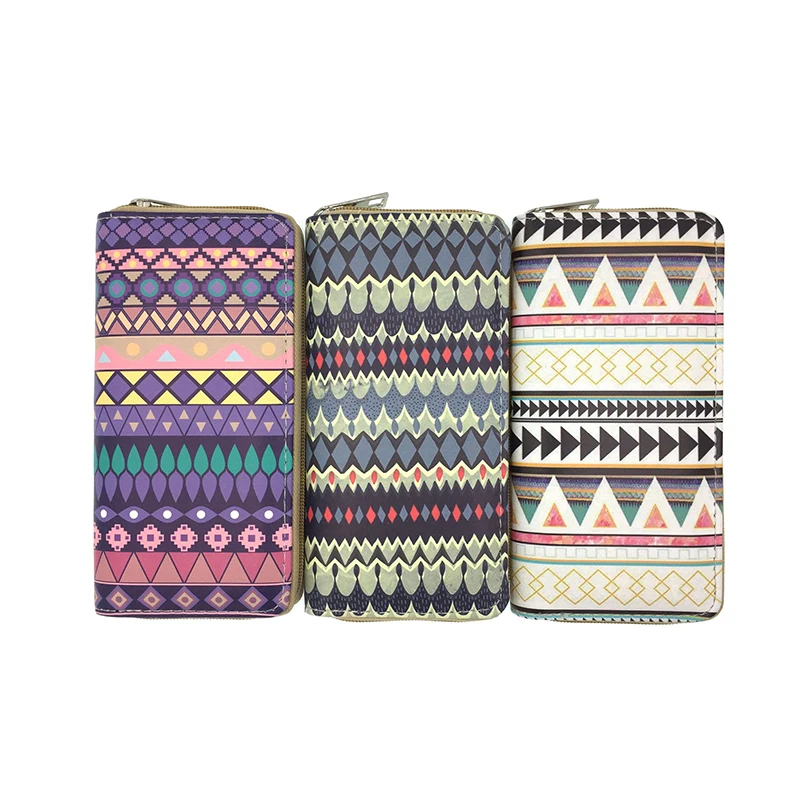 Custom Design Low Moq Quality Zipper PU Leather Phone Holder Long Purse Money Wallet Organizer for Ladies