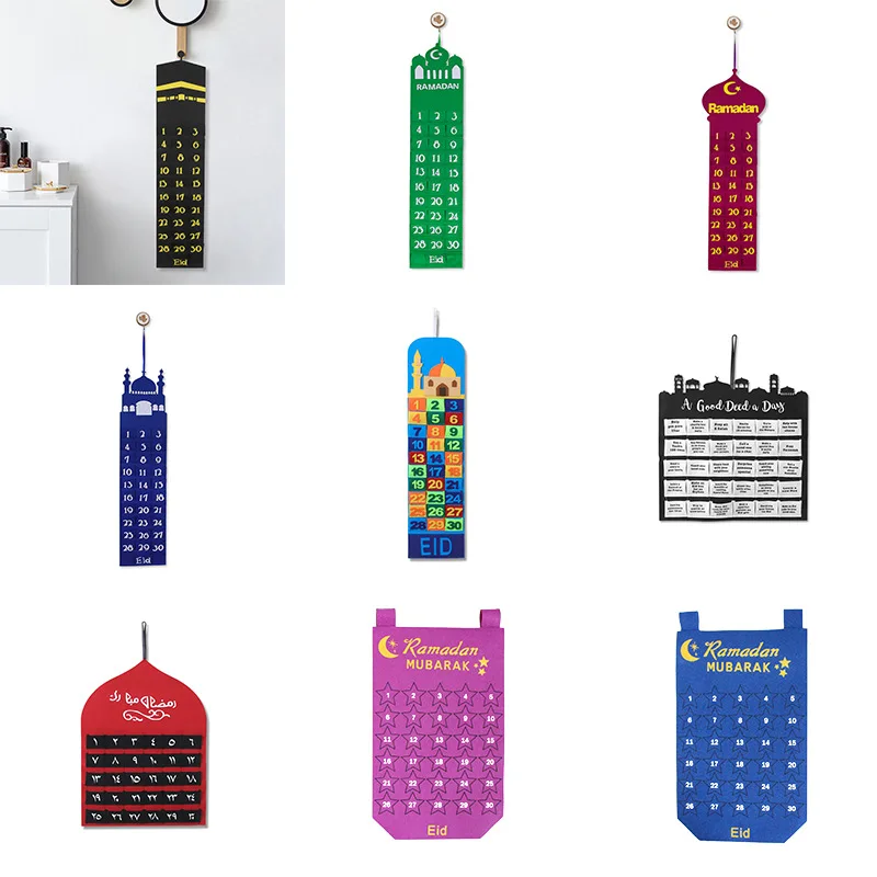 Islamic Countdown Ramadan Advent Calendar Muslim Balram Party Eid Mubarak Ramadan Felt Calendar With Candy Pockets