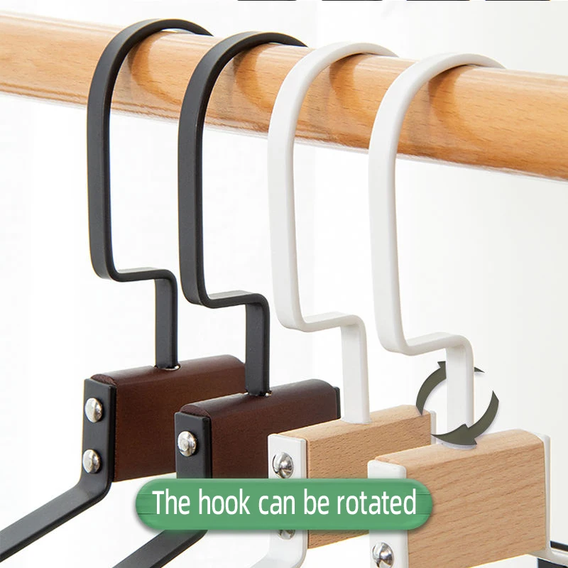 luxury heavy duty metal wire non slip clothes hangers Multifunctional beech wood round rod trouser suit hangers for hotel