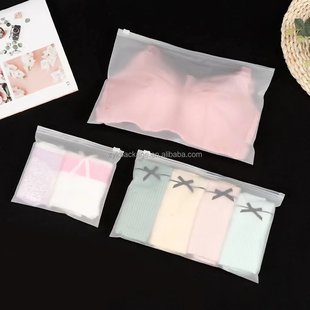 Small Order Custom Printed Logo Mini Zipper Plastic Clear Bag Frost Zip Lock Poly Bag For Clothes Packaging