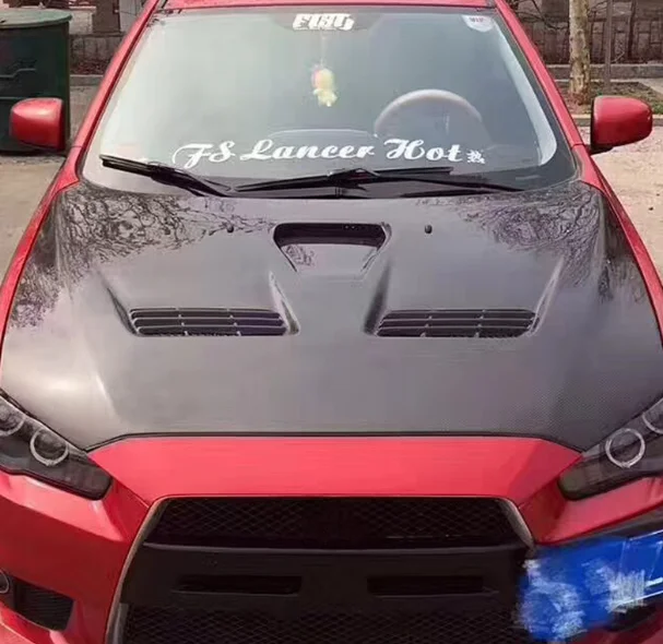 Капот двигателя из настоящего углеродного волокна для Mitsubishi Lancer EX 2008-2015 EVO 10 Обновление