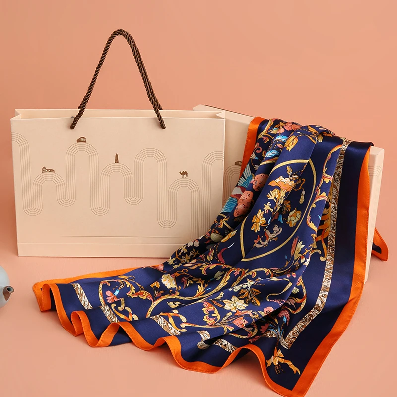 Модный платок на заказ с цифровой печатью, квадратные шелковые шарфы, 100% шелковый шарф