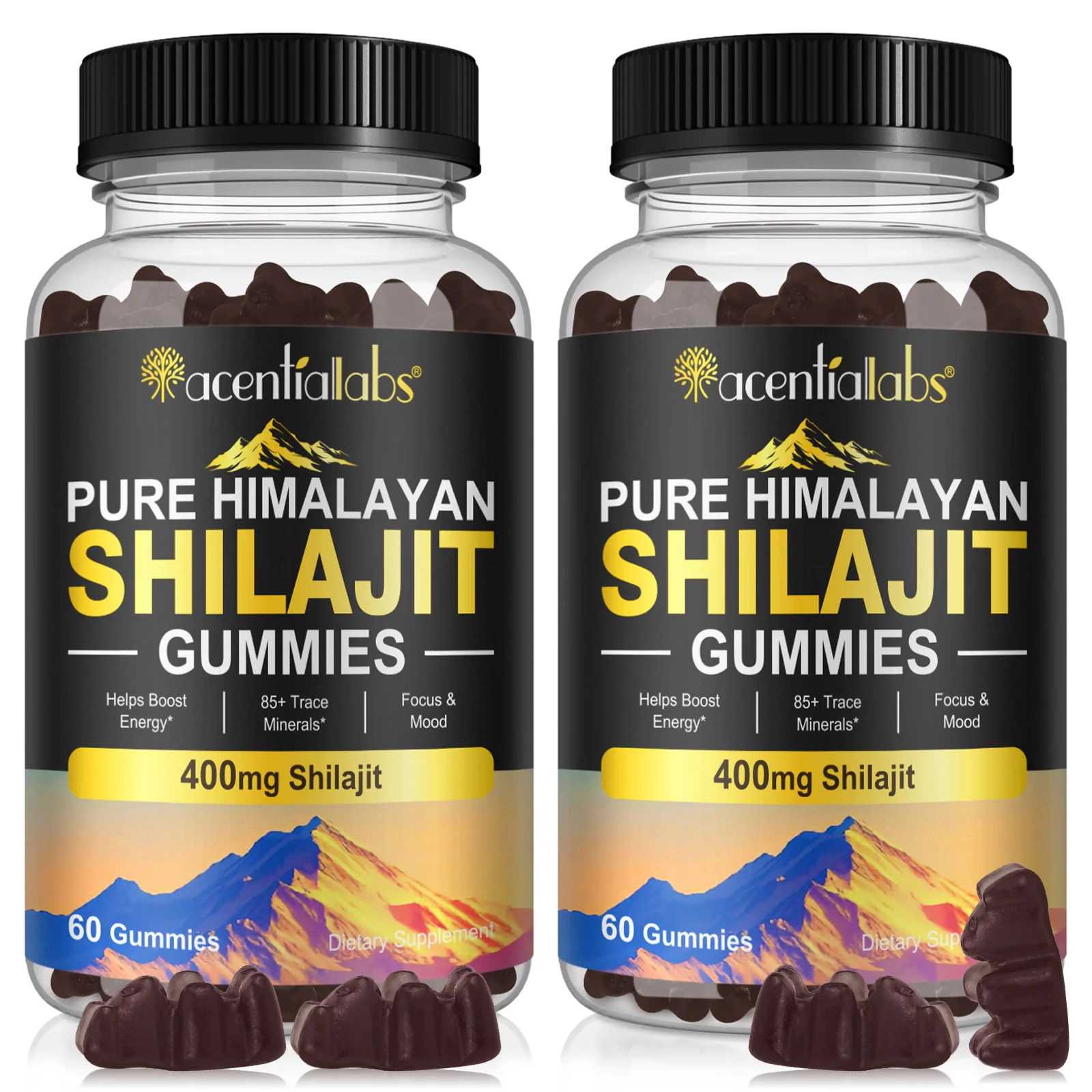 Acentiallabs antioxidant helps boost energy immune health 400mg gummies shilajit pure himalayan shilajit gummies