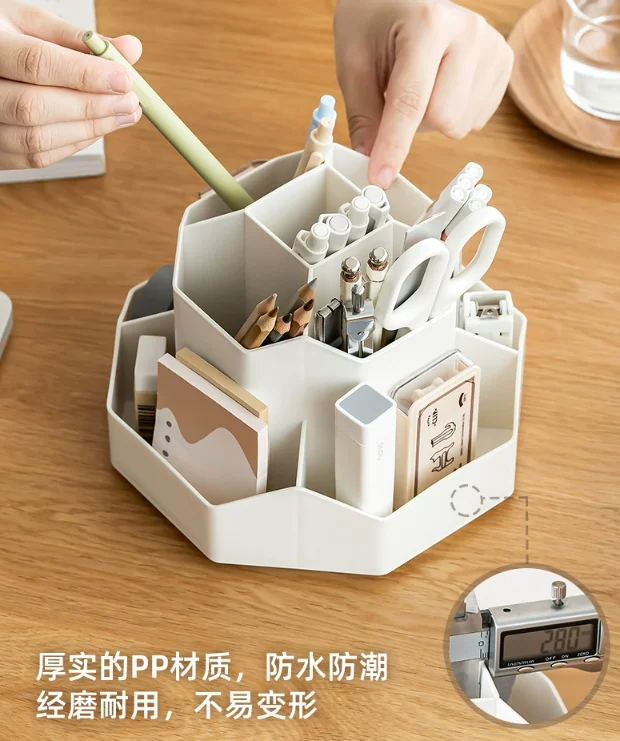 Hot selling large capacity desktop stationery storage box Multi-functional office rotating pen holder for students