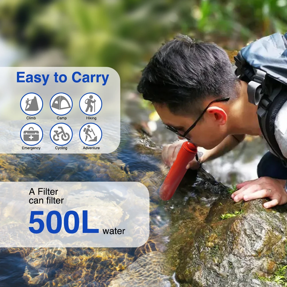 Water Filter Straw for Outdoors Camping Hiking and Home Emergency Use