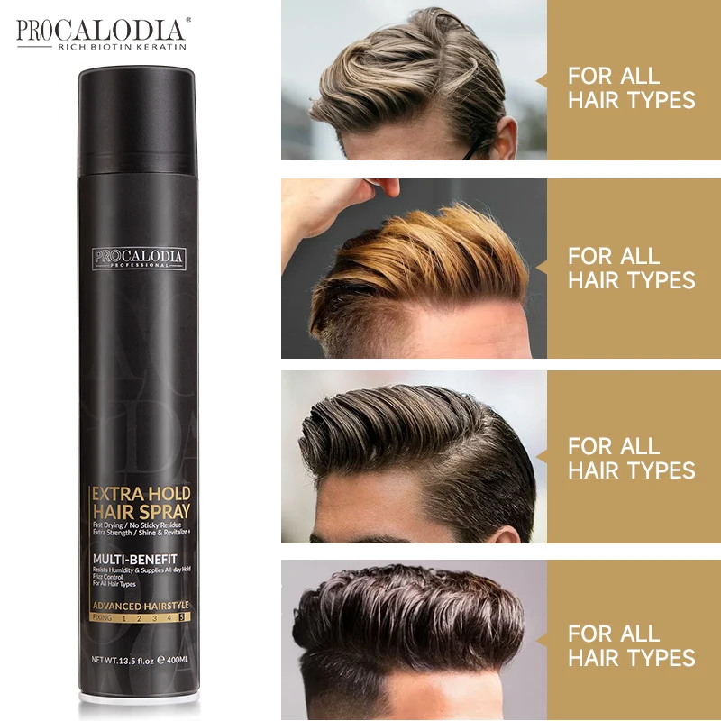 PROCALODIA Private Label Strong Styling Hair Men Fixing Spray Moisturize Barber Hair Fiber Holding Styling Hair Spray