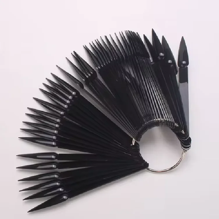 Yimart 50 Sharp Tips Fan Shape Nail Polish Gel ABS Plastic Color Chart Display with Metal Ring