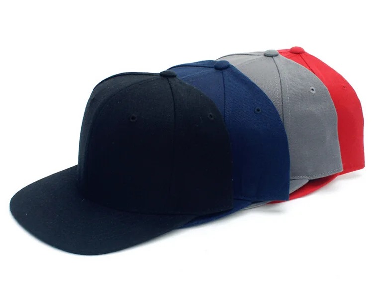 Plain Flat Brim Snapback Hats Cap with Adjustable Metal Buckle
