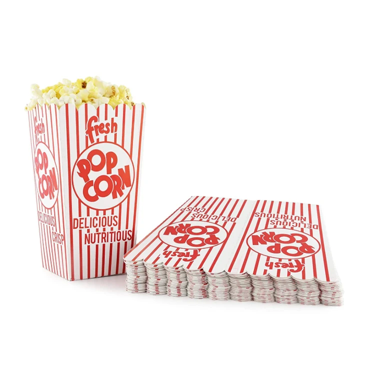Custom Printed Bulk Candy Treat Containers White Paper Popcorn Boxes for Movie Night Birthday Party