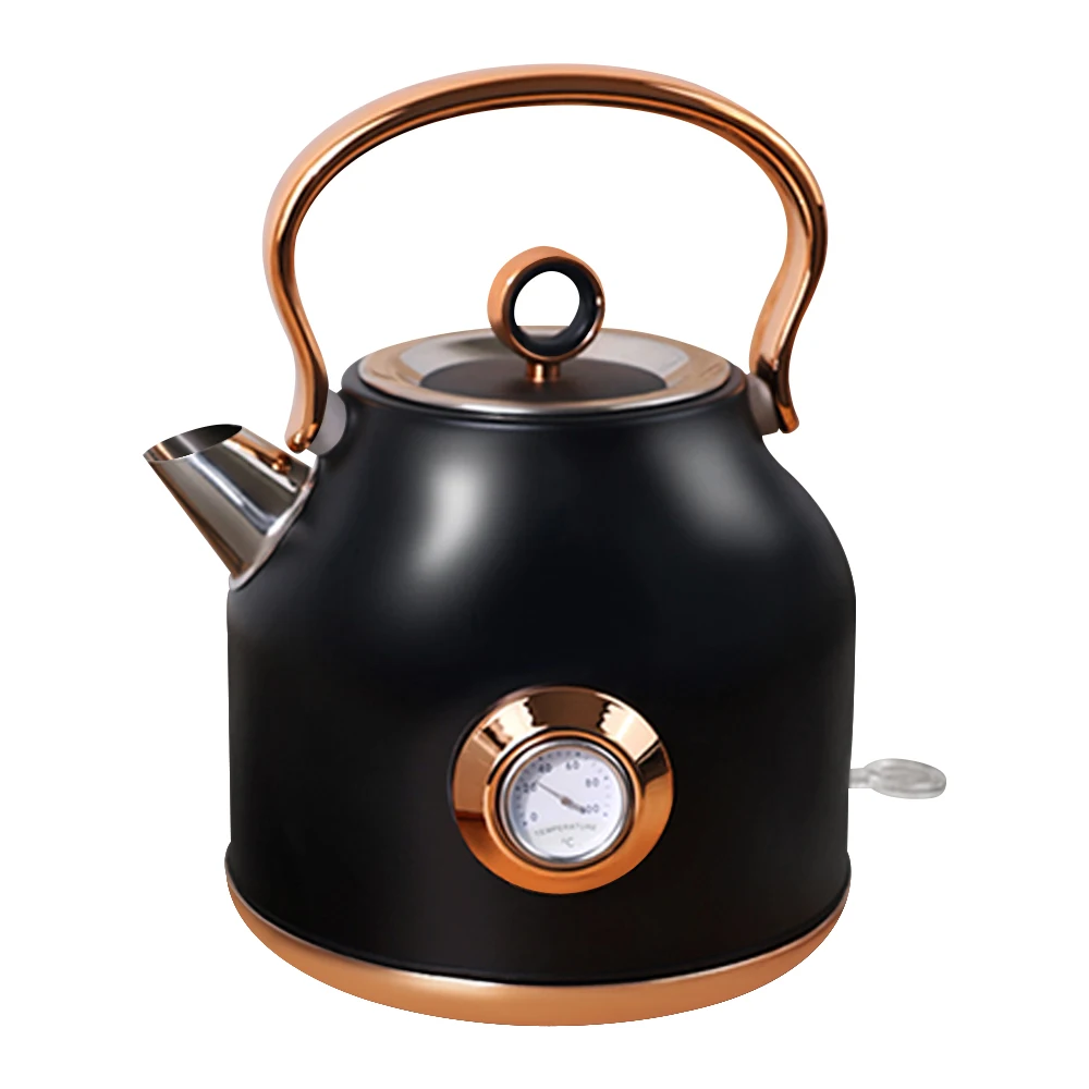 High Quality Retro Electric Kettle Thermometer Easy Pouring Spout Stainless Steel Portable Kettle for Home Use