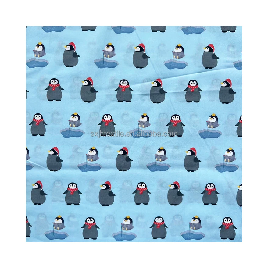 Wholesale Custom digital printed penguin design on 100cotton poplin fabric for kids