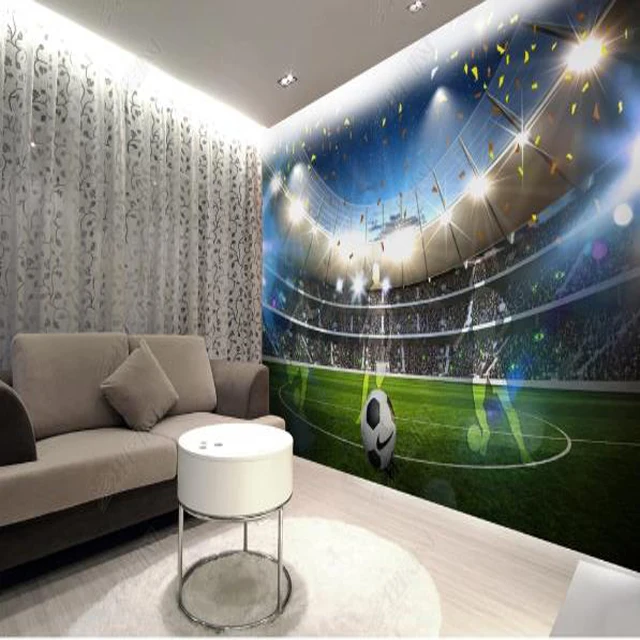 Custom 3D Soccer Photo Wallpaper Sports Football Themed Stadium Mural Wallpaper For Living Room