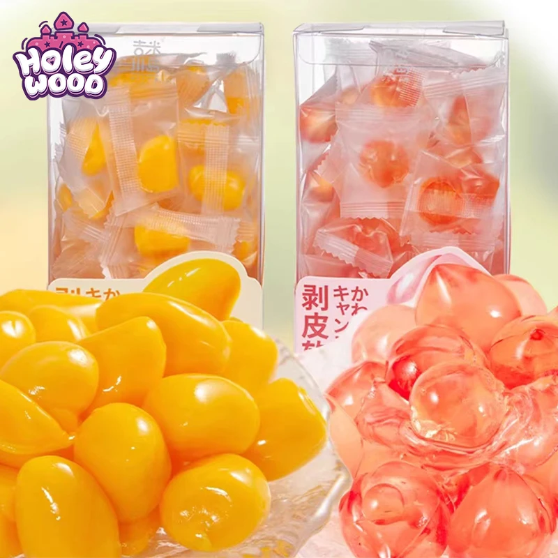 Holeywood 3D 5G Soft Candy Fruity Flavored Purple Grape Green Mangostrawberry & Peach Peeling Mango Bagged Candy