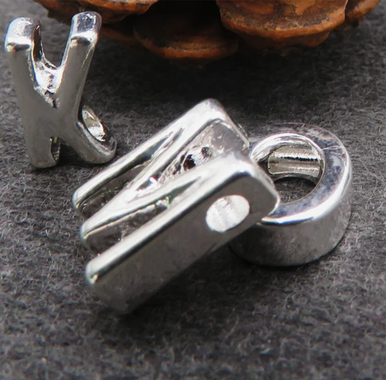 Custom Small metal letter Hollow style Metal Alphabet A-Z Letters Buckle slide on letter charms For HandBags Collar clothing