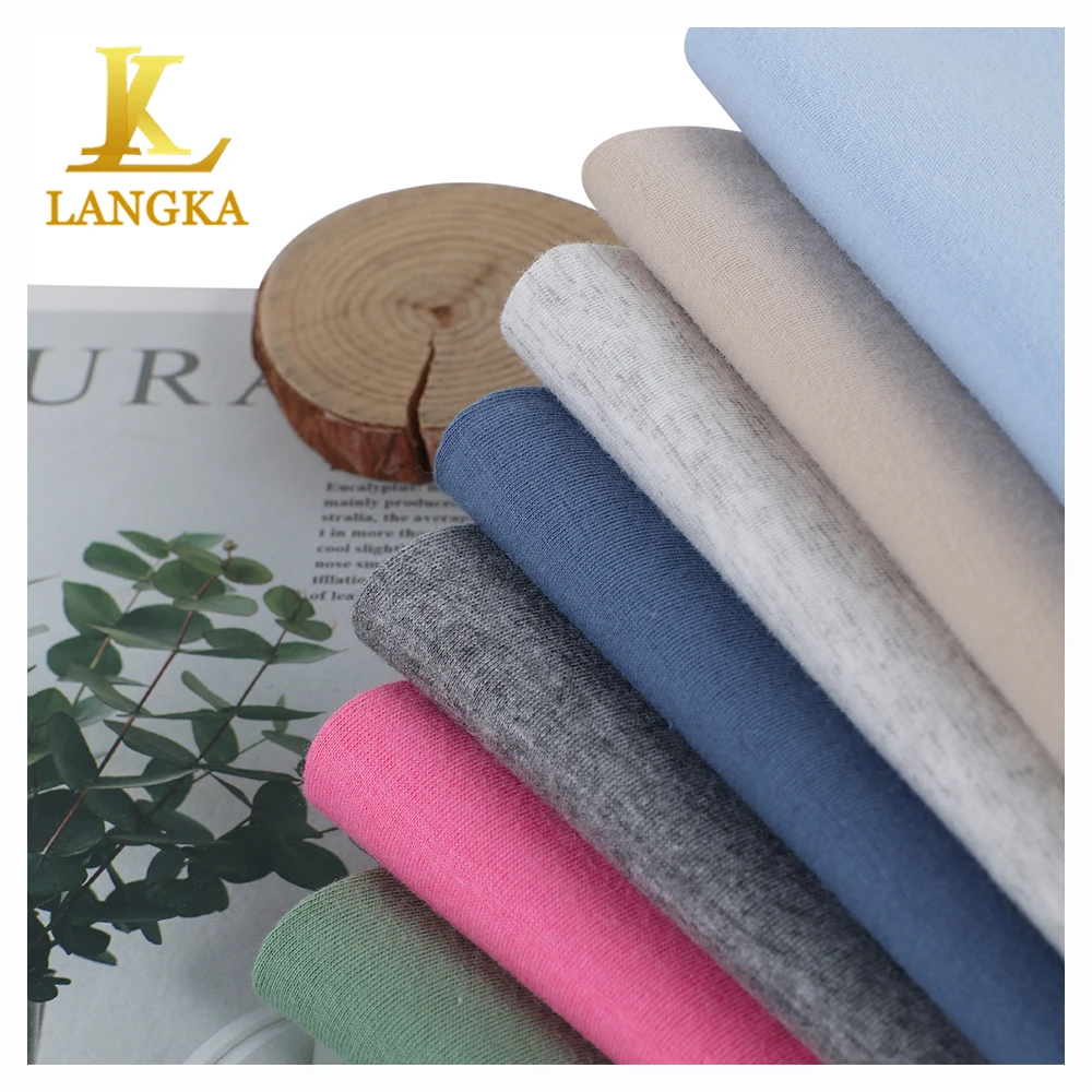 Импортная Органическая однотонная 100% однотонная хлопковая ткань Langka для одежды, футболок, пижам, сделано в Китае