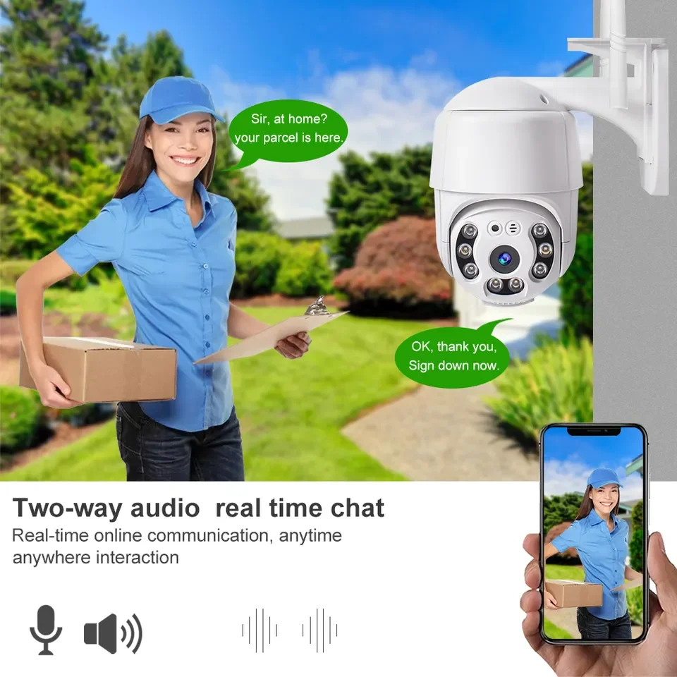 v380pro Hot Sale Smart WIFI Camera HD 2MP PTZ Outdoor Waterproof IP66 Wireless IP Camera CCTV V380 Camera Color Full Day