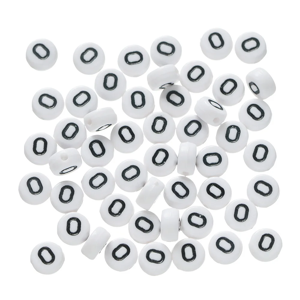 500g/1bags Wholesale DIY Jewelry Making Beads 4*7mm White Arabic Numerals Alphabet Fluorescent Dripping Oil Acrylic  Beads