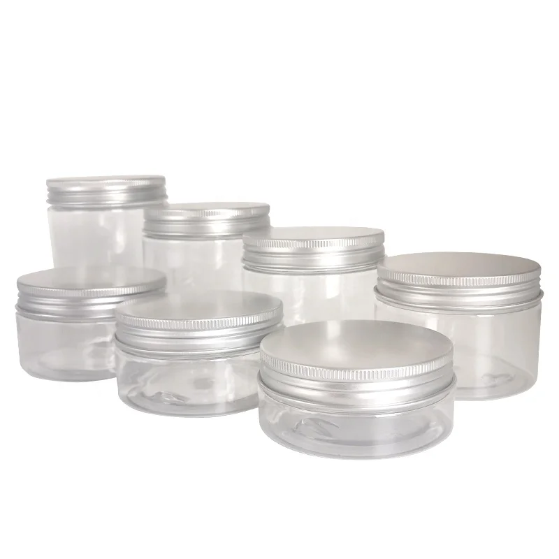 
Wholesale empty 30ML 50ML 60ML 80ML 100ML 120ML 150ML 200ML 250ML clear powder container with aluminum cap 