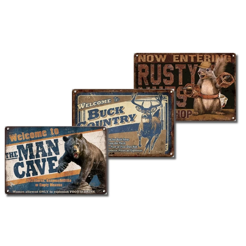 
Wholesale funny chickens posters wall decoration metal tin signs for farm home decor, funny tin signs of fishing for fishers 