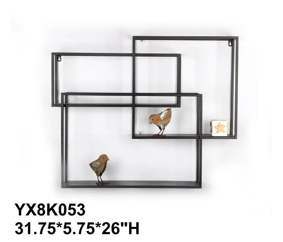 Chinese Wall Decorative Hanging Book Metal Iron Storage Wall Shelf Gold