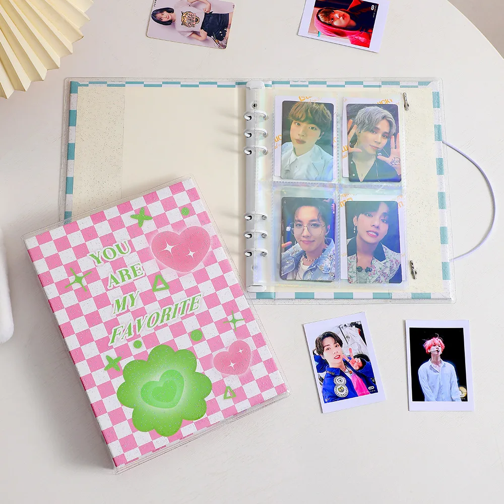 Korean new A5 six-hole collect book checkerboard girl small card book student chasing stars photo storage album