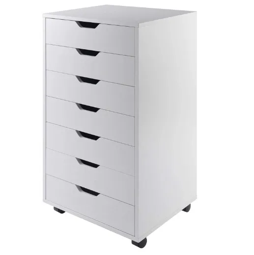 Combohome Living Room Bookcase Wooden Single Shelf Bookcase 7 Drawer White Slide Book Case