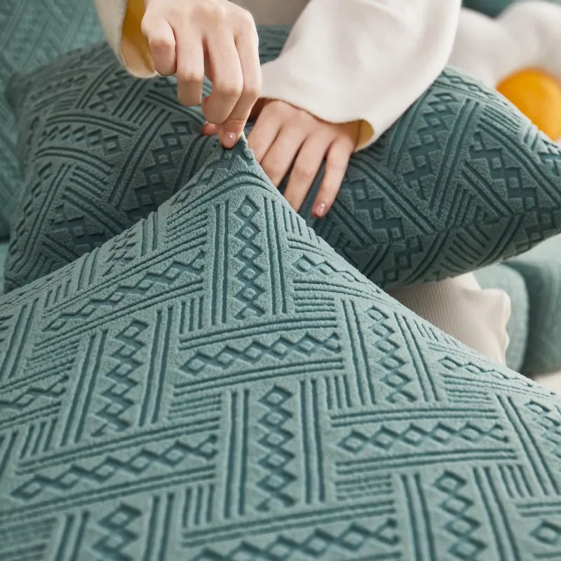 JQYC 3-Seater Sofa Slipcover High Elastic Polyester Fabric Jacquard Pattern Spandex-Powered Comfortable Cover Living Furniture