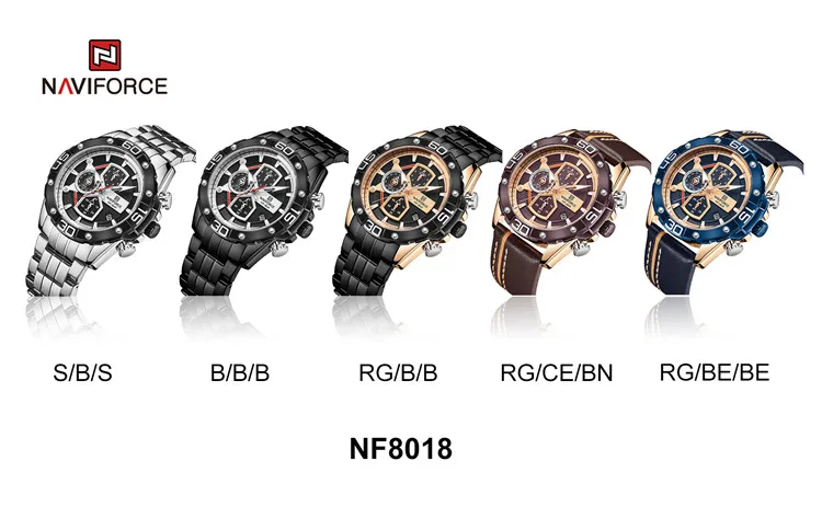 NAVIFORCE 8018 SBS 2021 New hot selling Classic Watch For Men Quartz Chronograph Movement Wristwatch 3ATM Waterproof