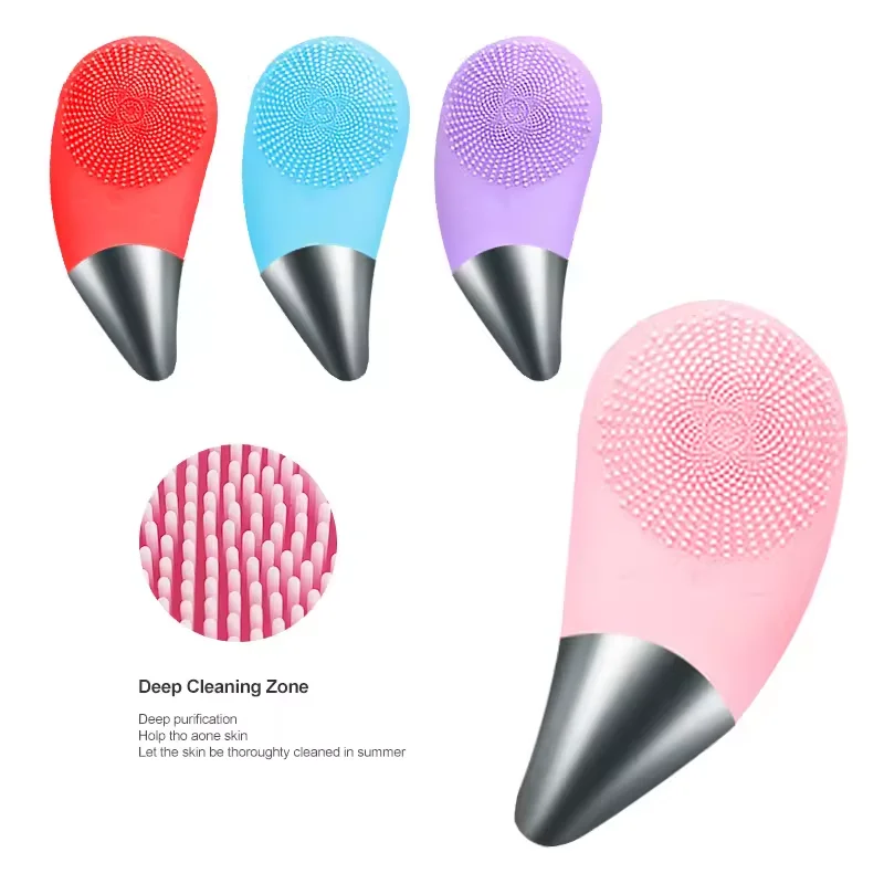 2024 Best sellers Exfoliator Face Scrub Washing Brush Skin Care Tools Deep Cleansing Electric Silicone Facial Cleansing Brush