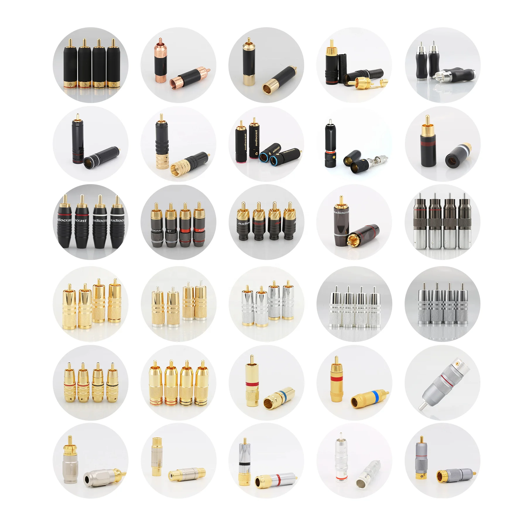 Audiocrast WR1102S Silver Plated Ebony Sandalwood RCA Rosewood Black Sandalwood Audio Plug High End RCA Cable Connector Plugs