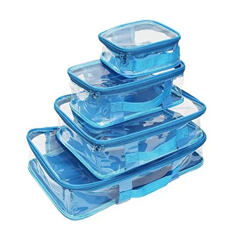 Прозрачный ПВХ водонепроницаемый компрессионный органайзер для багажа, упаковка для макияжа с индивидуальным принтом, бумажная сумка для путешествий в сумке