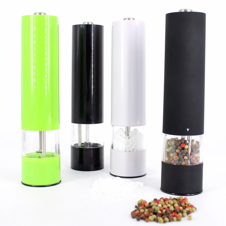 Custom Colorful Adjustable Ceramic Core Stainless Steel Electric Spice Salt And Pepper Grinders by Battery operated