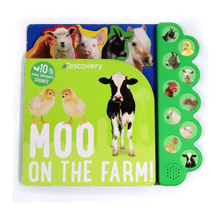 Custom Animal Sound Book Kids Cardboard Book Touch Children Board Book Printing