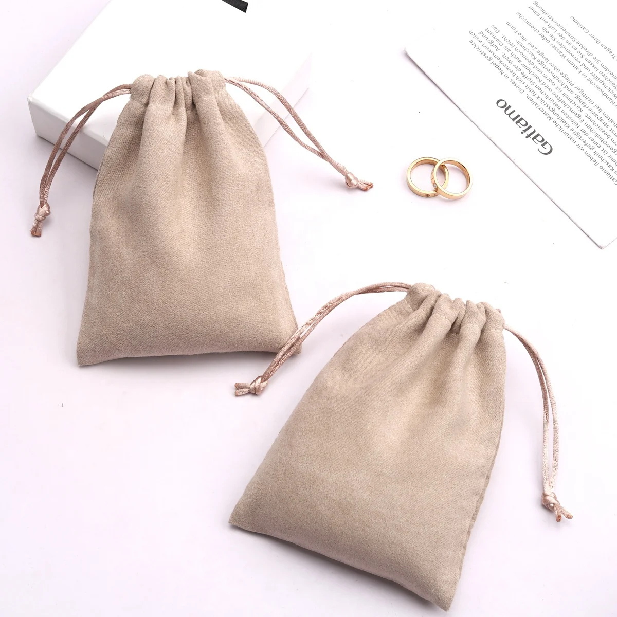 High End Suede Jewelry Drawstring Bag Custom Soft Gift Skin Cosmetic Storage Microfiber Dust Suede Pouch