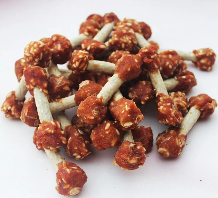 New Special calcium bone wrapped chicken dumbbell pet food dental chew pet Treats natural dog snacks duck wrap sticks pet toy
