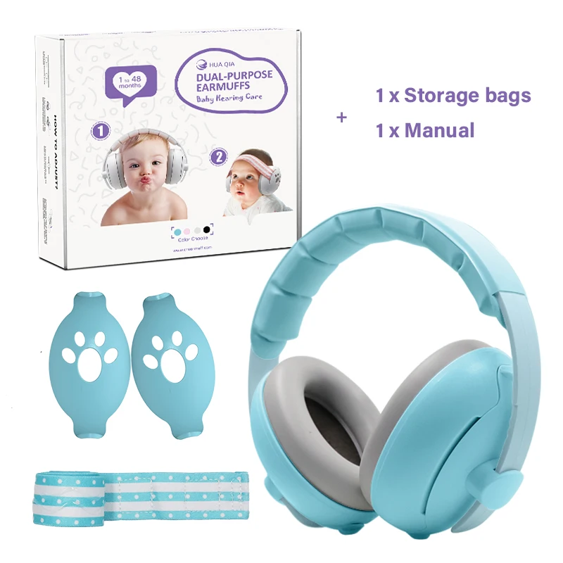 2 in 1 Convertible Design Noise Protect Headphones Folding Non-slip Silicone Strips Headband Baby Earmuffs for 0-4 Years