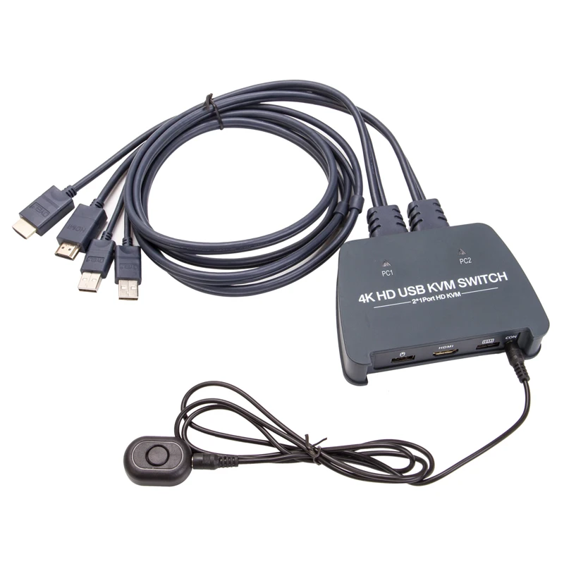 VCOM 4K HDMI KVM переключатель проводной пульт дистанционного управления клавиатура видео мышь 2Poerts устройство для