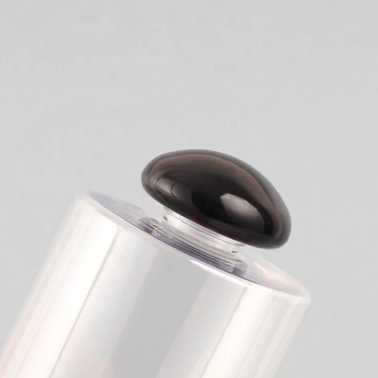 Empty 200ml 300ml PET clear plastic shampoo body lotion container with mushroom shaped cap