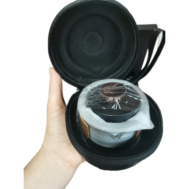 custom logo size color round zipper Carbon fiber eva tea cup packaging box Bag for Remy Martin cognac brand promotion