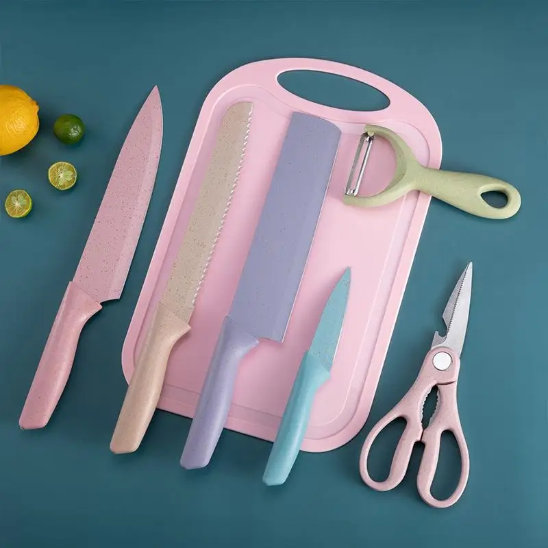 Wheat straw 6-piece stainless steel knife set