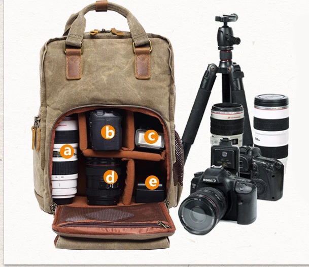 
Waxed Canvas Professional Camera Bag Backpack 
