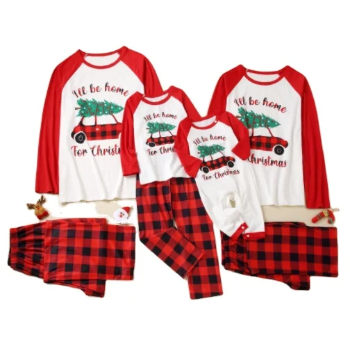2021 New wholesale drop shipping lovely christmas tree printed family  matching christmas  pajamas sets  christmas  pajamas