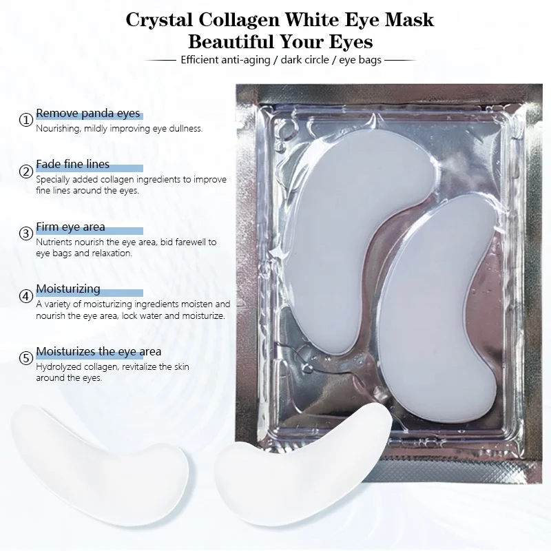 Vegan Skin Care Under Eye Gel Pads Private Label Hydrogel White Crystal Collagen Moisturizing Anti-Wrinkle Collagen Eye Mask