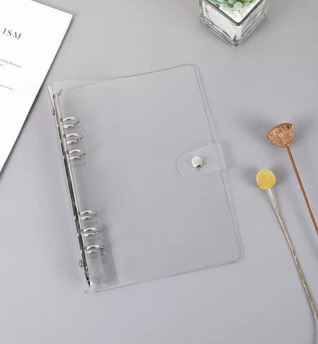 Transparent Colorful A5 Binder with 6 Ring PVC O Shaped Metal Ring Clip A6 Notebook Folder Paper Material