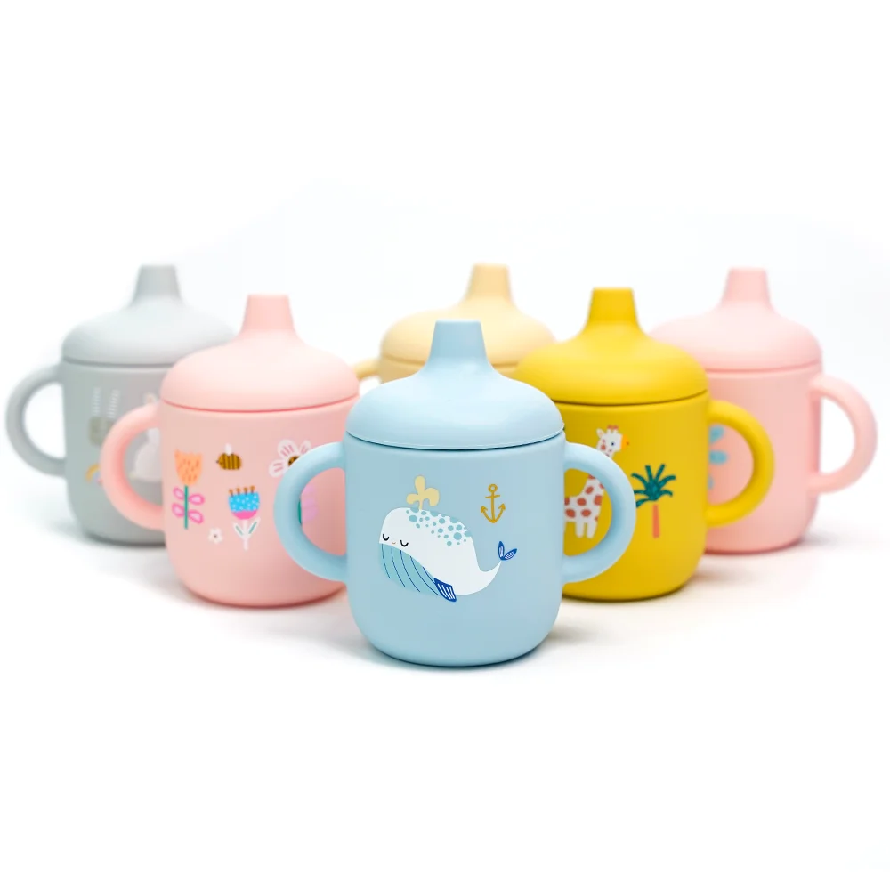 Toddler Cups Baby Cup Spill Proof and Non-Slip Handles Easy-to-Suck Soft Silicone Sippy Toddler Cup