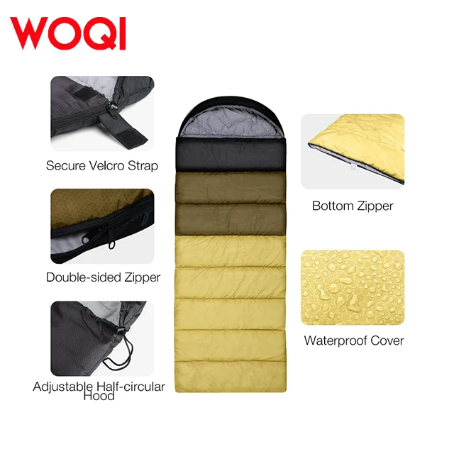 WOQI High Quality Super Thick Polyester Winter Sleeping Bag for Adults Customizable Outdoor Camping Product