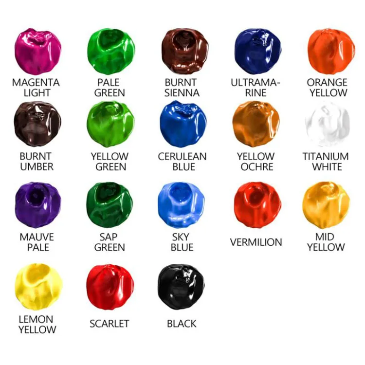 Acrylic Paint Set 18 Colors /Tubes 100ml 3.4 Oz  Non Toxic Non Fading Rich Pigments for Artist Hobby Painters Adults & Kids