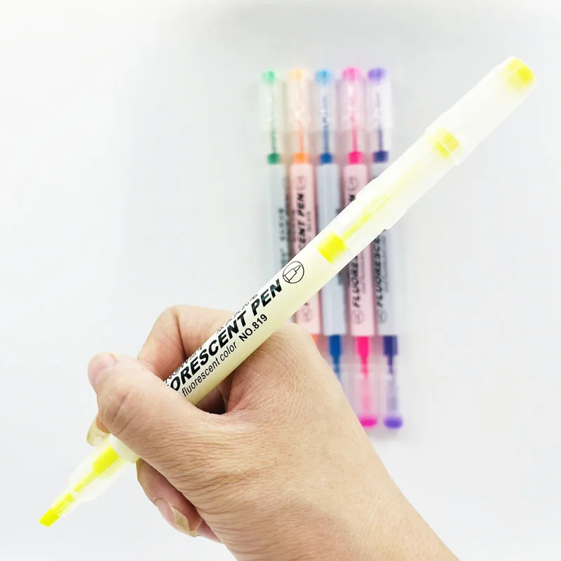 Dual Tips 6 Colors Glitter Gel Pen Set Oblique Highlighter Assorted Colorful Hand Account Marker Girly Glitter Gel Pen Set