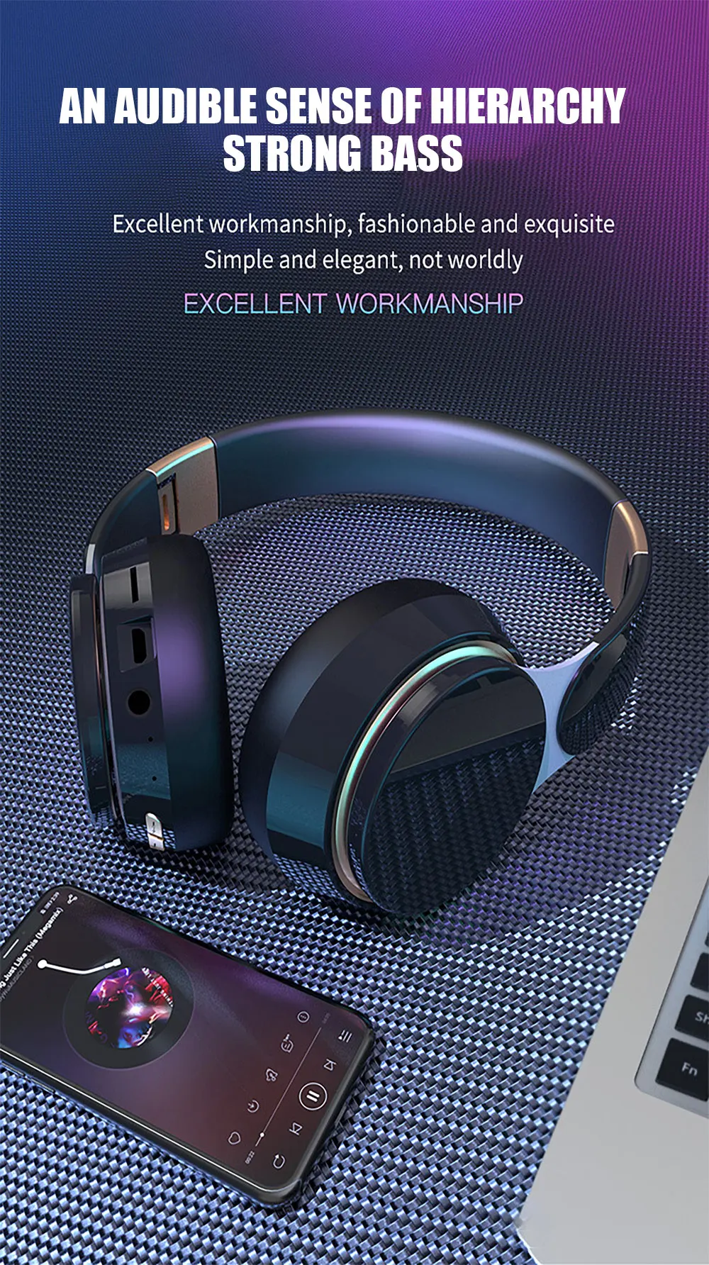 2022 OEM Headphone High Performances BT 5.0 Subwoofer Stereo Headphone HIFI Gaming Headphones Wireless Earphone